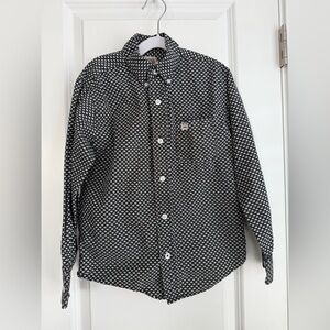 CINCH Boys Western Printed Button Down Shirt Black White Size S/6-8